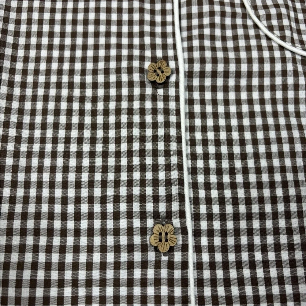 POL gingham collared pajama‎ top wooden button detail size small